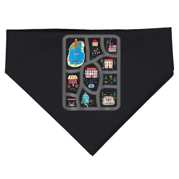 Play Cars On DadS Back Mat Road Car Race Track USA-Made Doggie Bandana