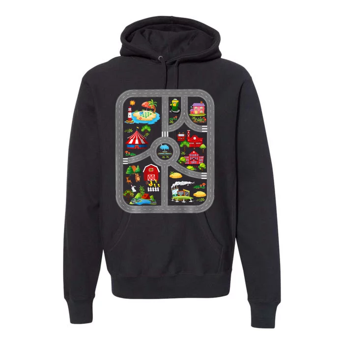 Play Cars On Dads Back Mat Road Car Race Track Premium Hoodie