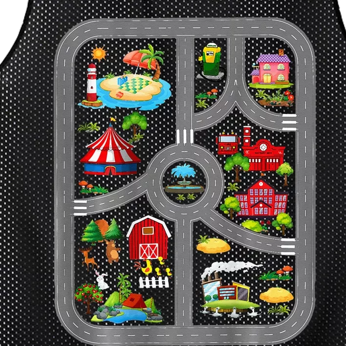 Play Cars On Dads Back Mat Road Car Race Track Mesh Reversible Basketball Jersey Tank