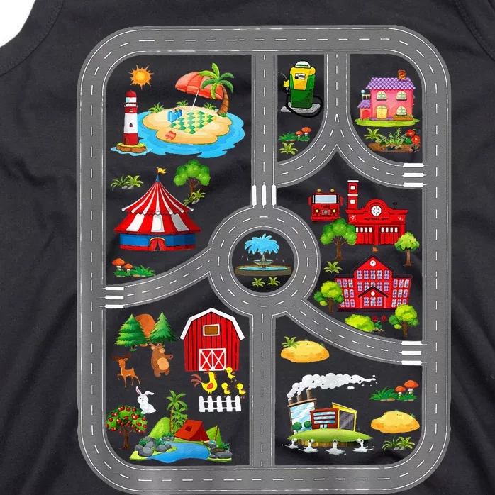 Play Cars On Dads Back Mat Road Car Race Track Tank Top