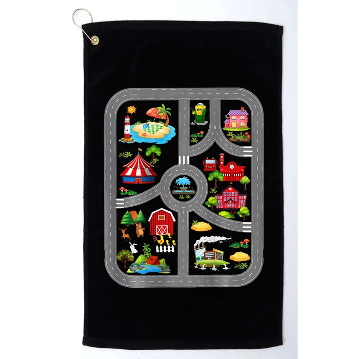 Play Cars On Dads Back Mat Road Car Race Track Platinum Collection Golf Towel