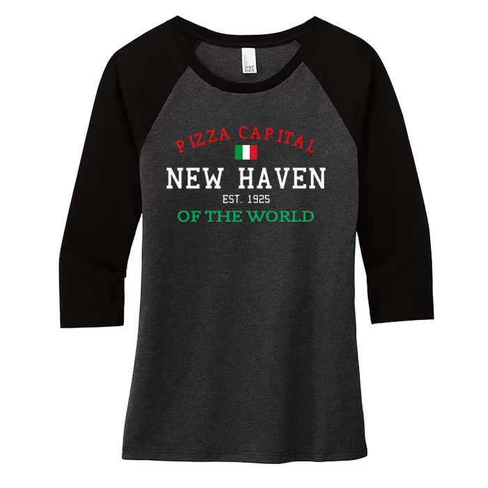 Pizza Capital Of The World New Haven Connecticut Women's Tri-Blend 3/4-Sleeve Raglan Shirt