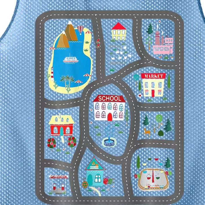 Play Cars On DadS Back Mat Road Car Race Track Mesh Reversible Basketball Jersey Tank