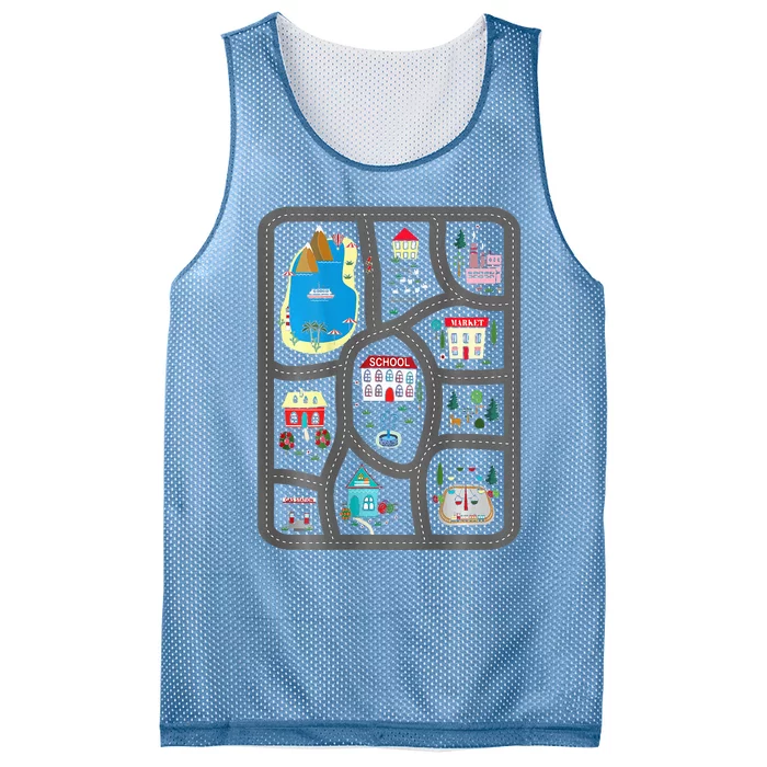 Play Cars On DadS Back Mat Road Car Race Track Mesh Reversible Basketball Jersey Tank