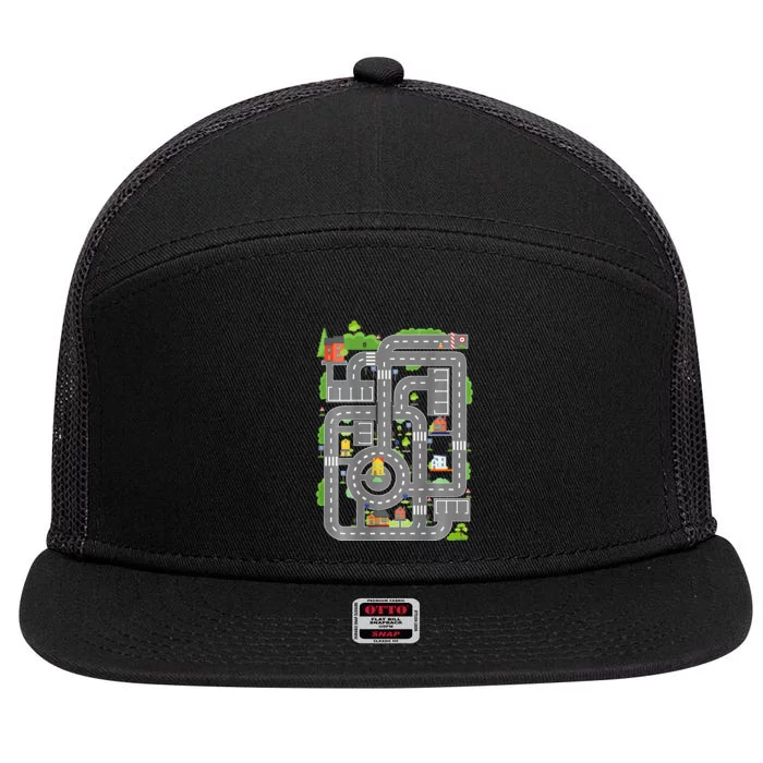 Play Cars On DadS Back And Fathers Play 7 Panel Mesh Trucker Snapback Hat