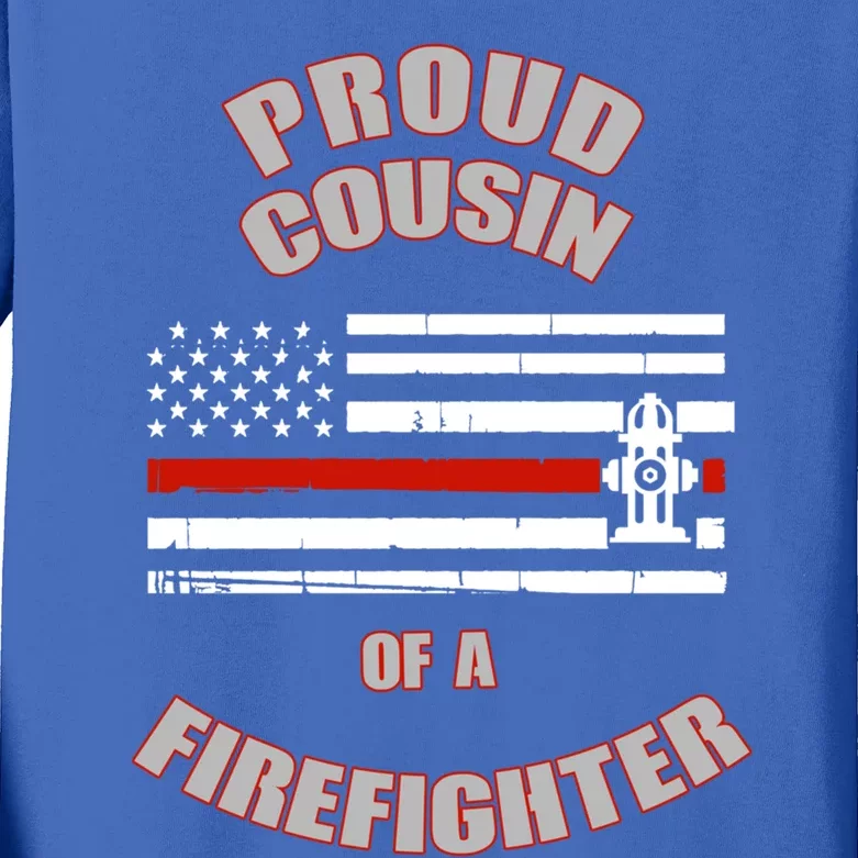 Proud Cousin Of A Volunteer Firefighter Gift Kids Long Sleeve Shirt