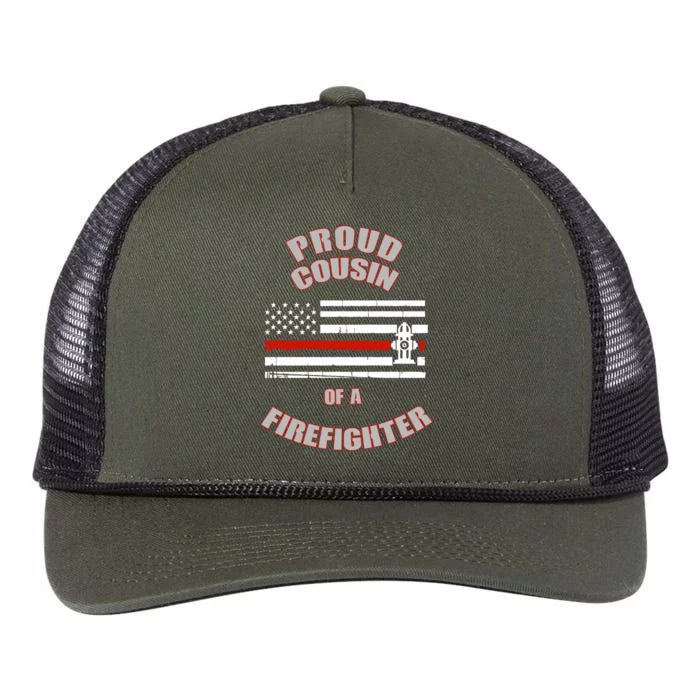 Proud Cousin Of A Volunteer Firefighter Gift Retro Rope Trucker Hat Cap