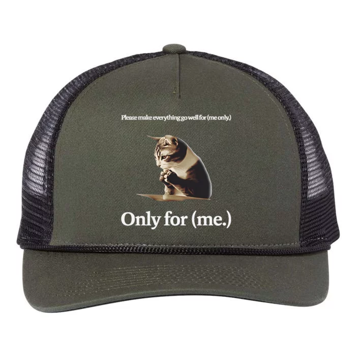 Praying Cat Only For Me Retro Rope Trucker Hat Cap