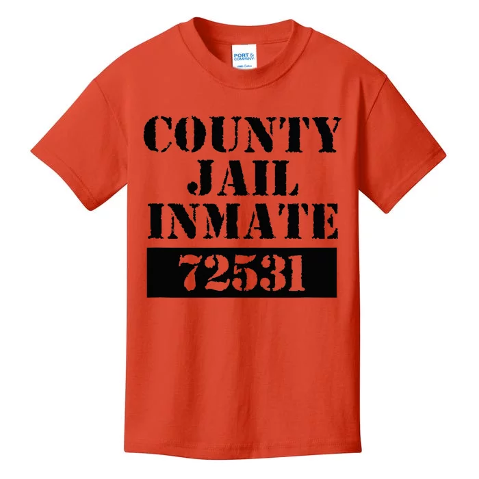 Prisoner Costume Orange Halloween County Inmate Jailhouse Kids T-Shirt