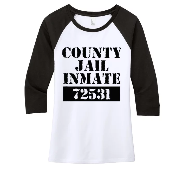 Prisoner Costume Orange Halloween County Inmate Jailhouse Women's Tri-Blend 3/4-Sleeve Raglan Shirt