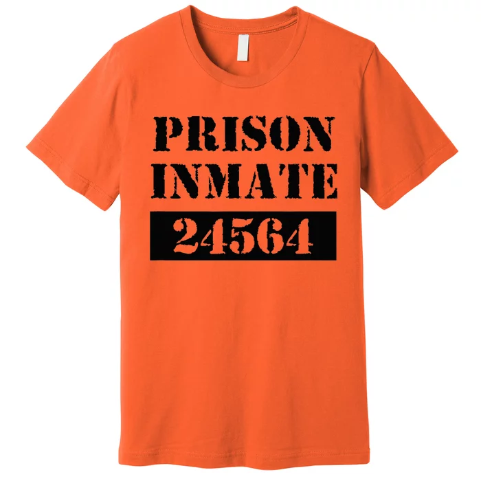 Prisoner Costume Orange Prison Uniform Halloween Jail Inmate Premium T-Shirt