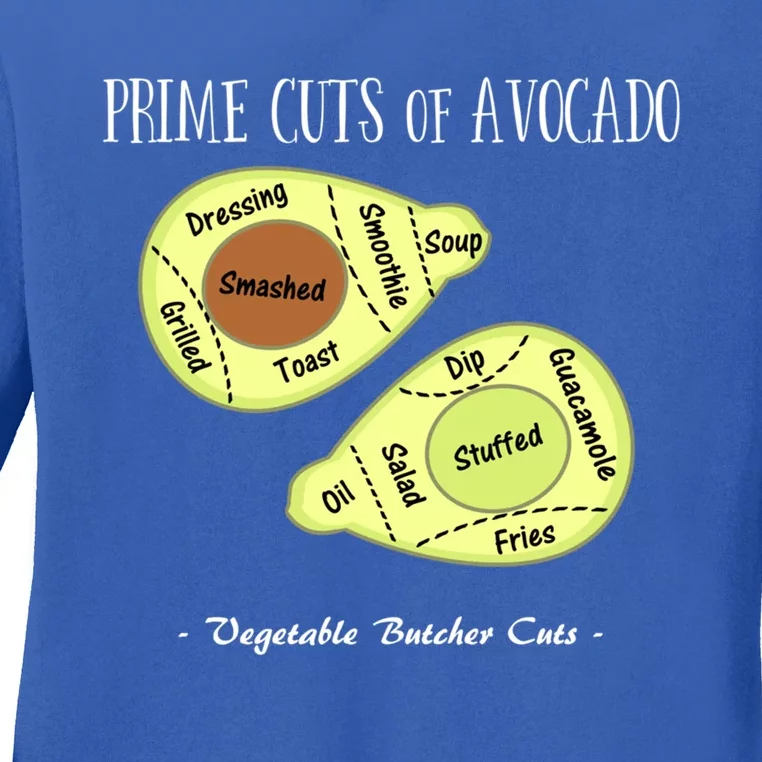 Prime Cuts Of Avocado Butcher Cuts Vegetarian Vegan Cool Gift Ladies Long Sleeve Shirt