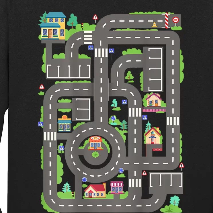 Play Cars On Dad Back Race Track Mat Fathers Day Long Sleeve Shirt