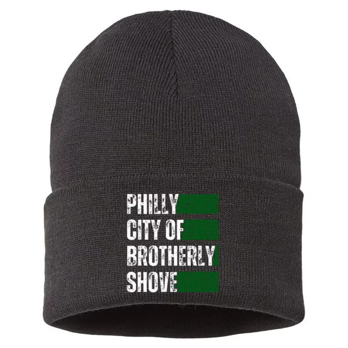 Philly City Of Brotherly Shove American Football Quarterback Sustainable Knit Beanie