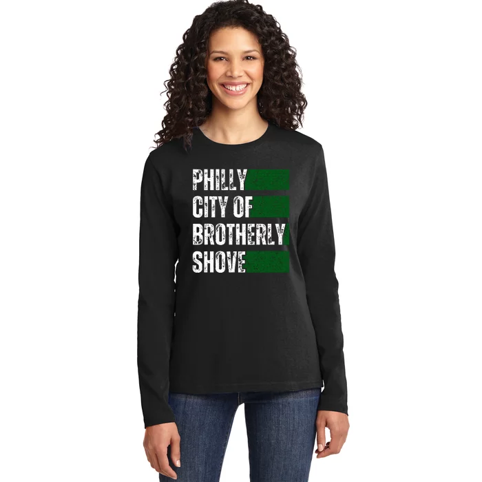 Philly City Of Brotherly Shove American Football Quarterback Ladies Long Sleeve Shirt