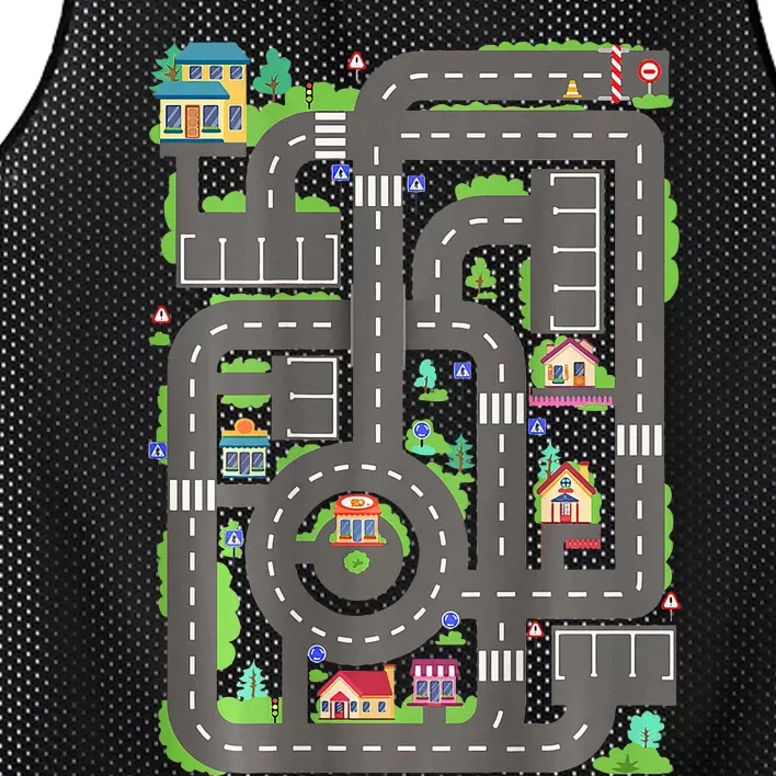 Play Cars On Dad Back Race Track Mat Mesh Reversible Basketball Jersey Tank