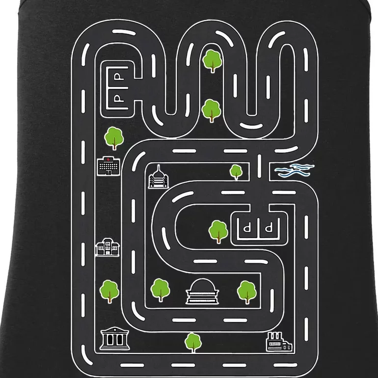 Play Cars On DadS Back Mat Road Car Race Track FatherS Day Ladies Essential Tank