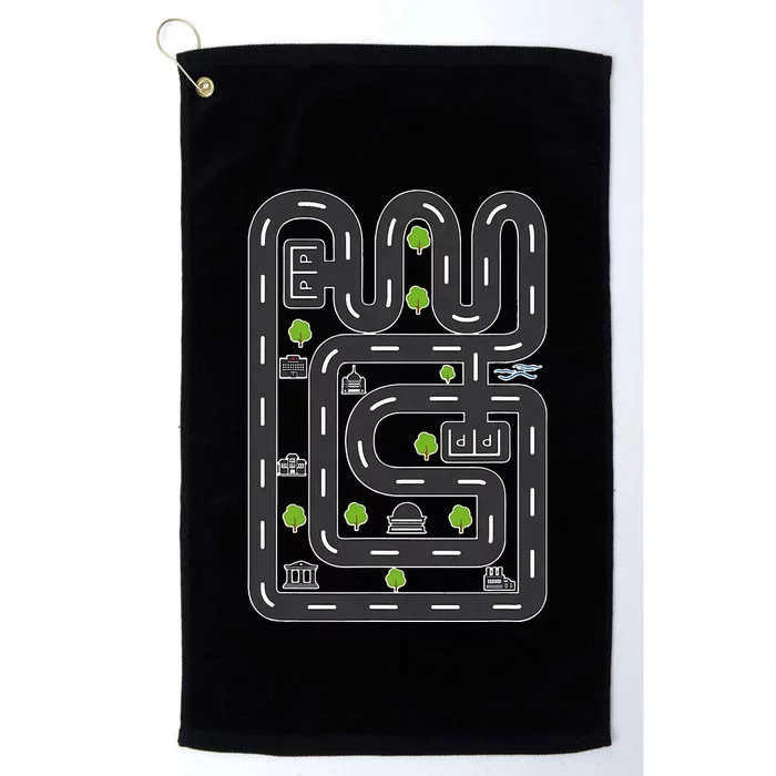 Play Cars On DadS Back Mat Road Car Race Track FatherS Day Platinum Collection Golf Towel