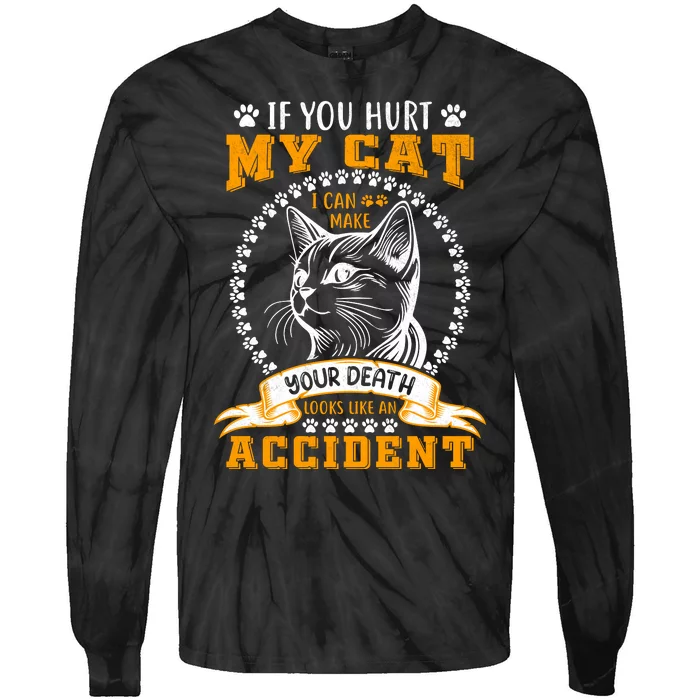 Protective Cat Owner Message Tie-Dye Long Sleeve Shirt