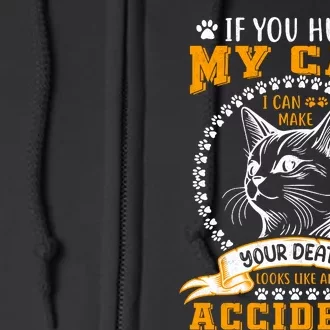 Protective Cat Owner Message Full Zip Hoodie