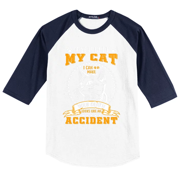 Protective Cat Owner Message Baseball Sleeve Shirt