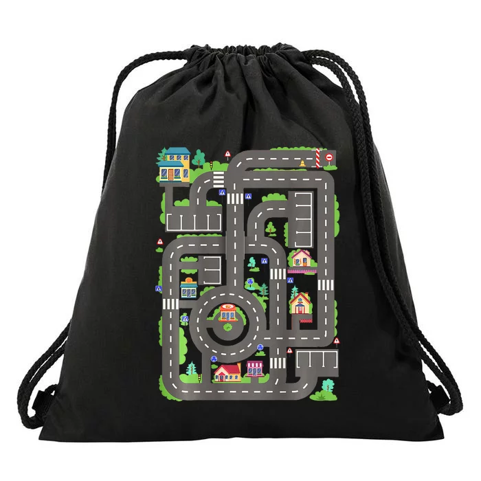 Play Cars On Dad Back Race Track Mat Fathers Day Drawstring Bag