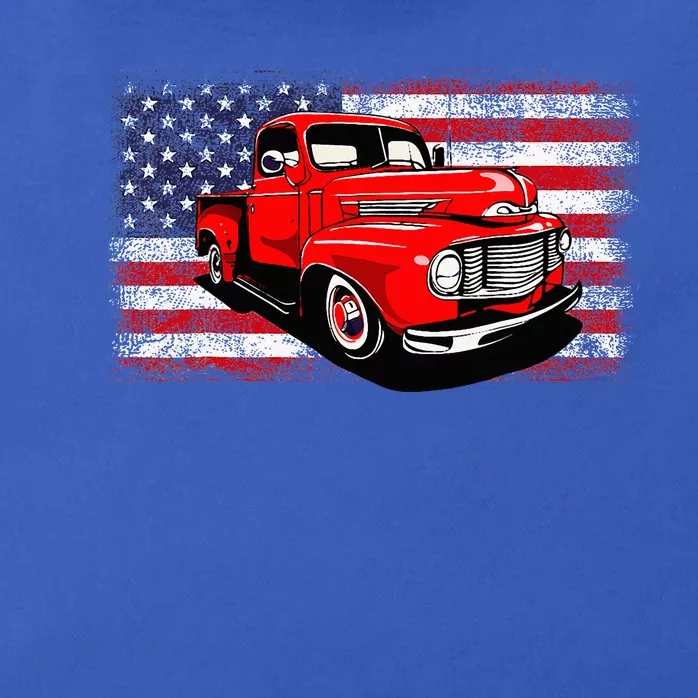 Patriotic Classic Old Pickup Truck American Flag Zip Tote Bag