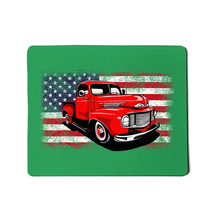 Patriotic Classic Old Pickup Truck American Flag Mousepad