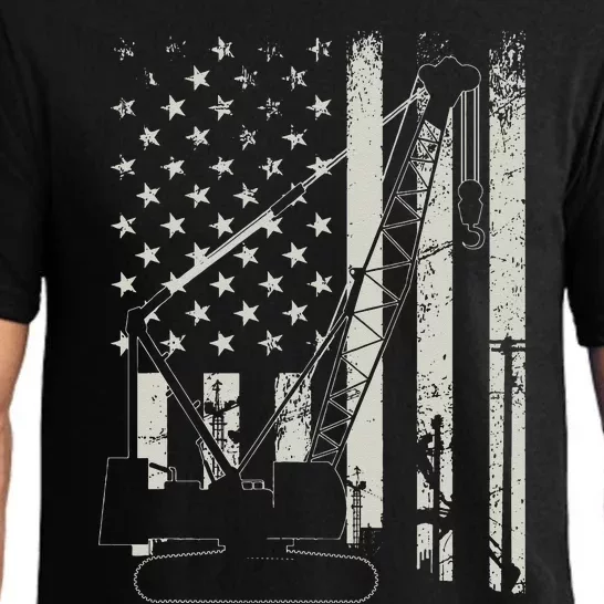 Patriotic Crane Operator Heavy Equipment Construction USA Pajama Set