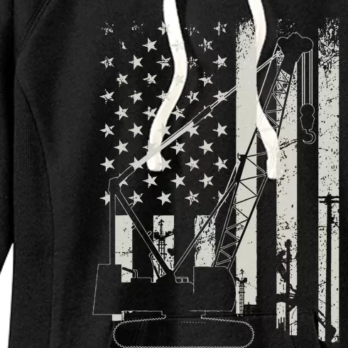 Patriotic Crane Operator Heavy Equipment Construction USA Women's Fleece Hoodie