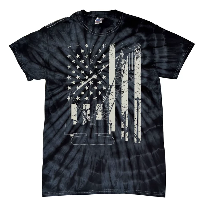 Patriotic Crane Operator Heavy Equipment Construction USA Tie-Dye T-Shirt