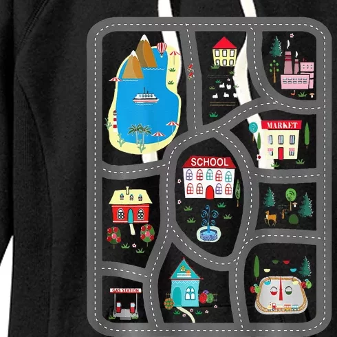 Play Cars On Dads Back Mat Road Car Race Track Gift Women's Fleece Hoodie