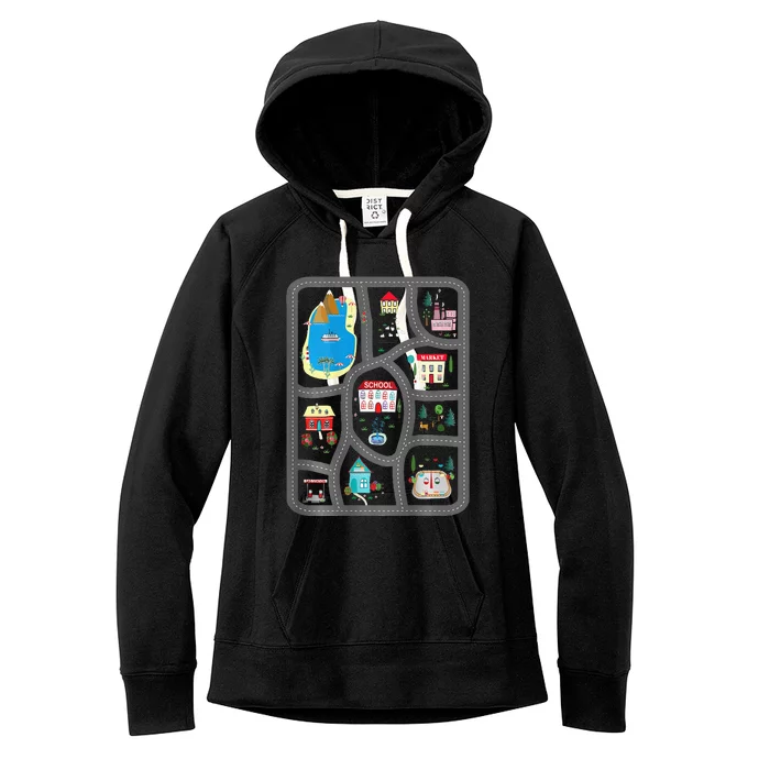 Play Cars On Dads Back Mat Road Car Race Track Gift Women's Fleece Hoodie