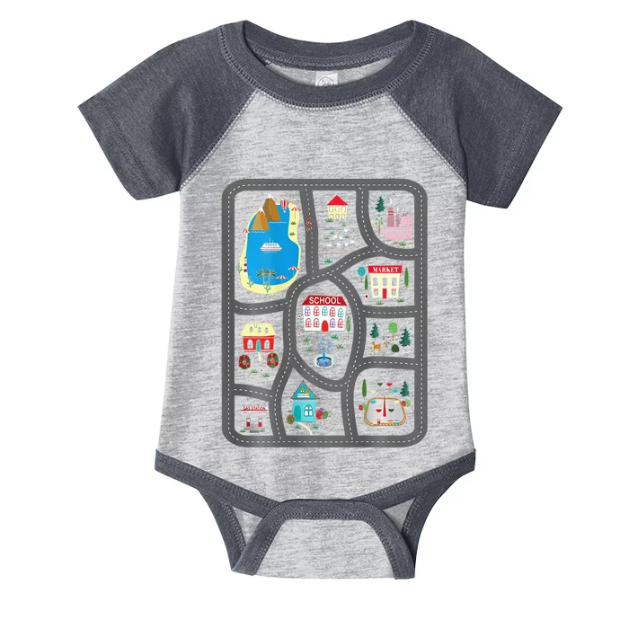 Play Cars On Dads Back Mat Road Car Race Track Gift Infant Baby Jersey Bodysuit