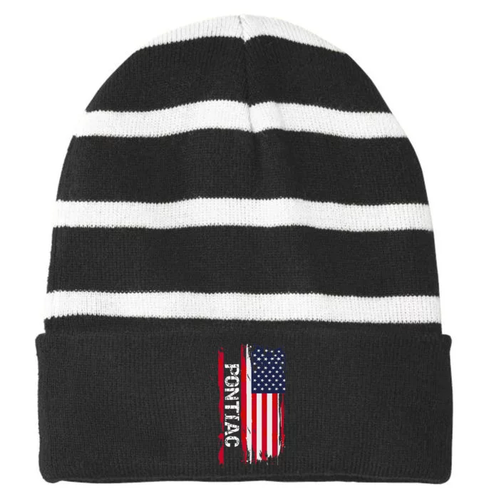 Pontiac City Striped Beanie with Solid Band