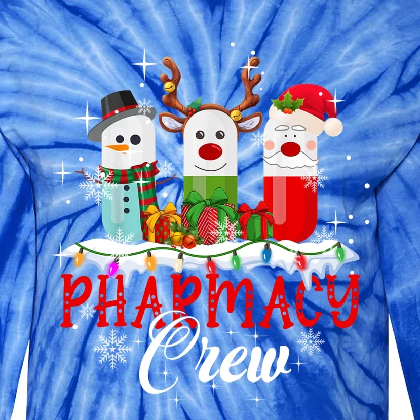 Pharmacy Crew Pharmacist Snow Reindeer Santa Pills Xmas Gift Tie-Dye Long Sleeve Shirt