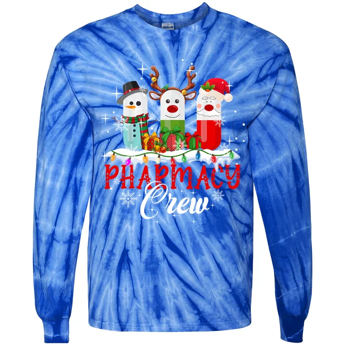 Pharmacy Crew Pharmacist Snow Reindeer Santa Pills Xmas Gift Tie-Dye Long Sleeve Shirt