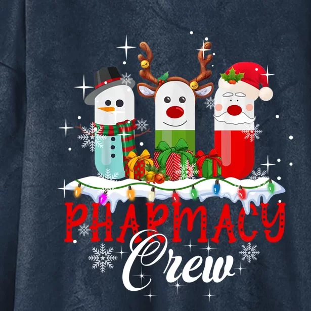 Pharmacy Crew Pharmacist Snow Reindeer Santa Pills Xmas Gift Hooded Wearable Blanket