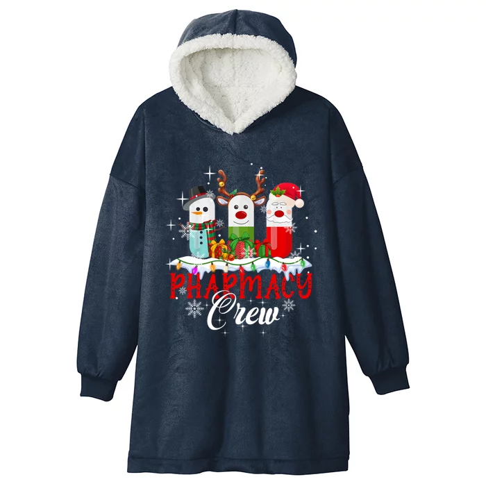 Pharmacy Crew Pharmacist Snow Reindeer Santa Pills Xmas Gift Hooded Wearable Blanket