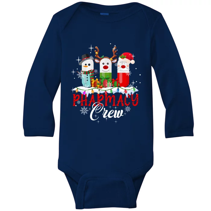 Pharmacy Crew Pharmacist Snow Reindeer Santa Pills Xmas Gift Baby Long Sleeve Bodysuit