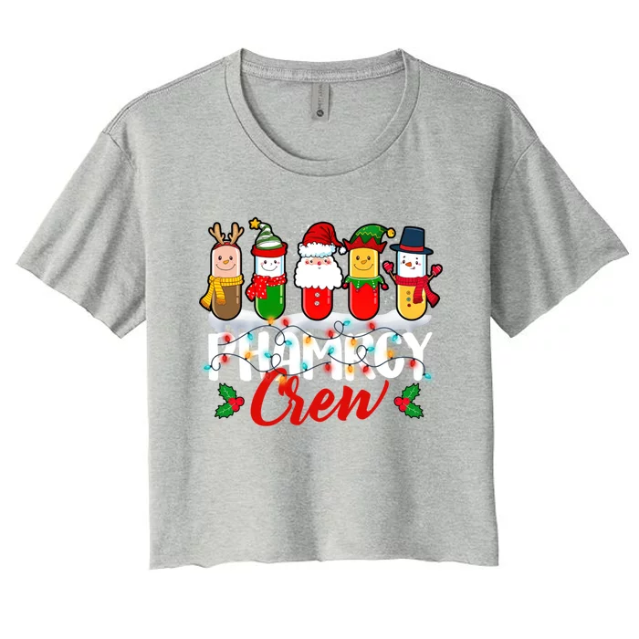 Pharmacy Crew Pharmacist Xmas Reindeer Technician Christmas Great Gift Women's Crop Top Tee