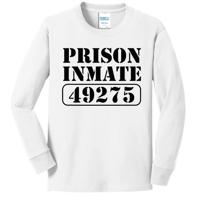 Prisoner Costume Prison Inmate County Jail Halloween Kids Long Sleeve Shirt