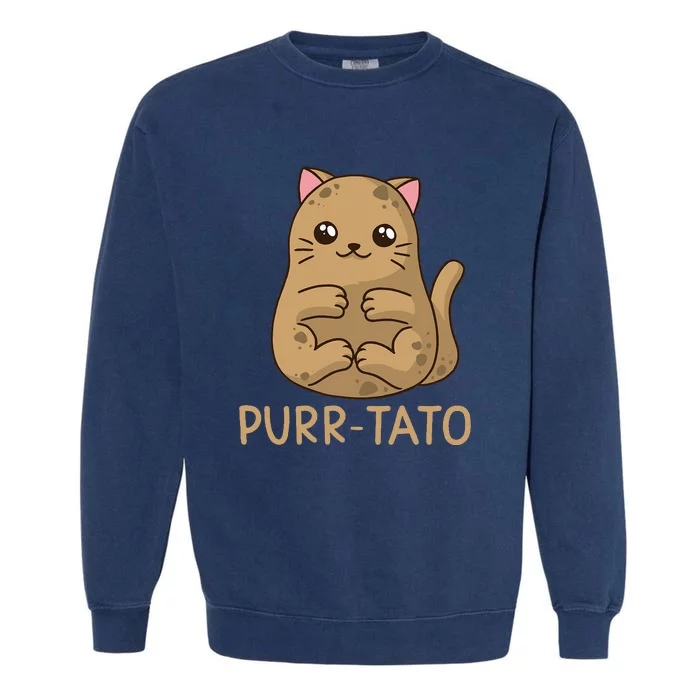 Purrtato Cat Potato Cat Lover Idaho Potatoes Garment-Dyed Sweatshirt