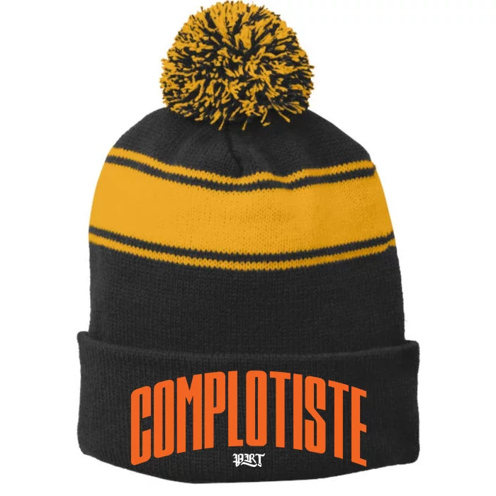 Prt Complotiste Stripe Pom Pom Beanie