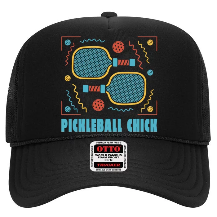 Pickleball Chick High Crown Mesh Trucker Hat