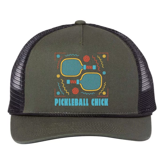 Pickleball Chick Retro Rope Trucker Hat Cap