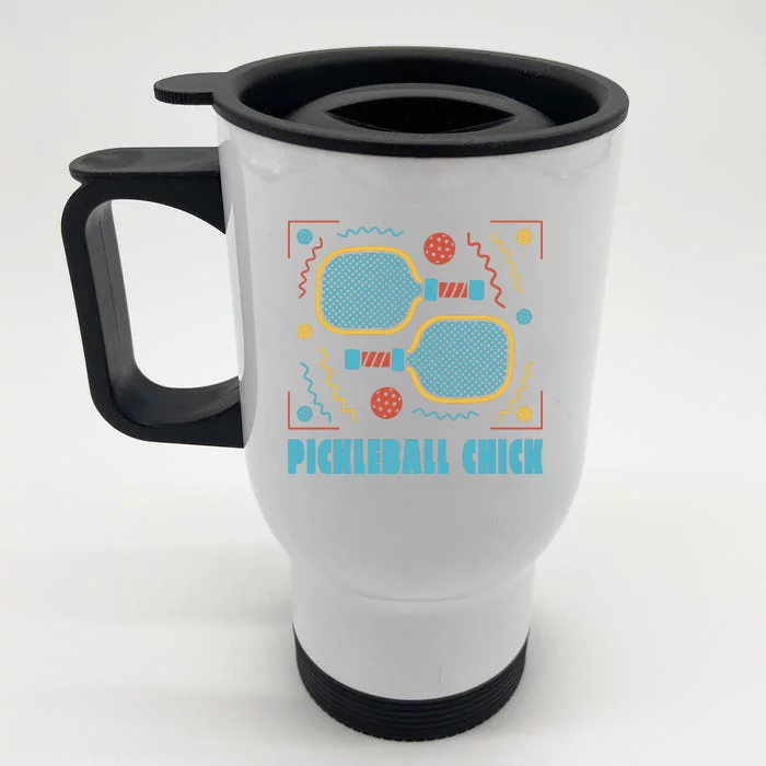 Pickleball Chick Front & Back Stainless Steel Travel Mug