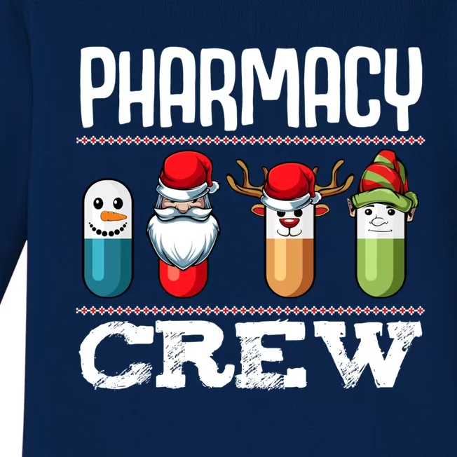 Pharmacy Crew Pills Christmas Pharmacist Medicine Funny Gift Baby Long Sleeve Bodysuit