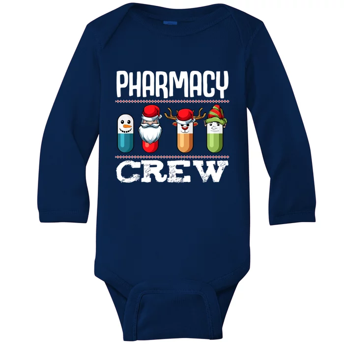 Pharmacy Crew Pills Christmas Pharmacist Medicine Funny Gift Baby Long Sleeve Bodysuit