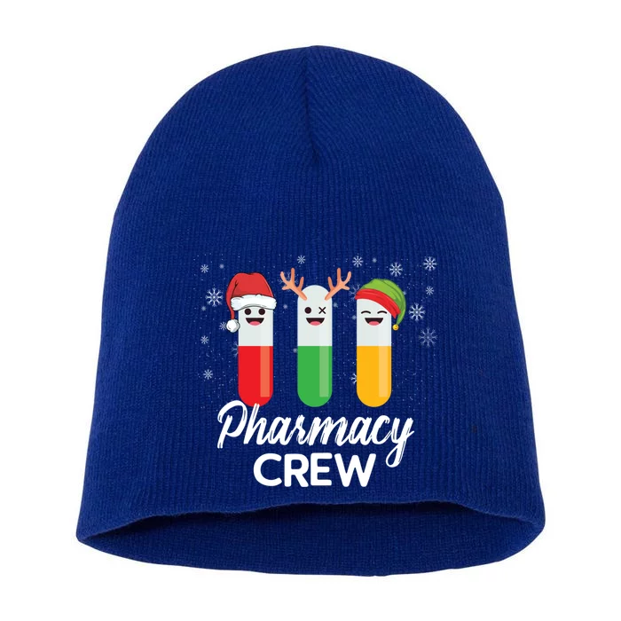 Pharmacy Crew Pills Merry Christmas Santa Funny Pharmacist Gift Short Acrylic Beanie